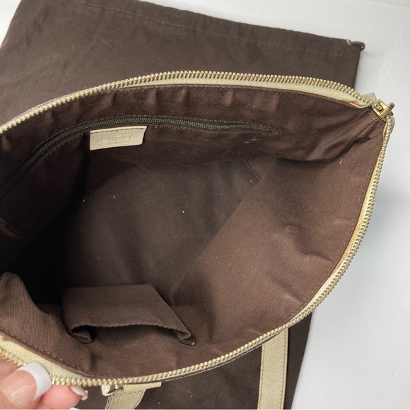 Authentic GUCCI Abbey Tote Tan GG Canvas & Beige Cream Leather - Picture 12 of 16